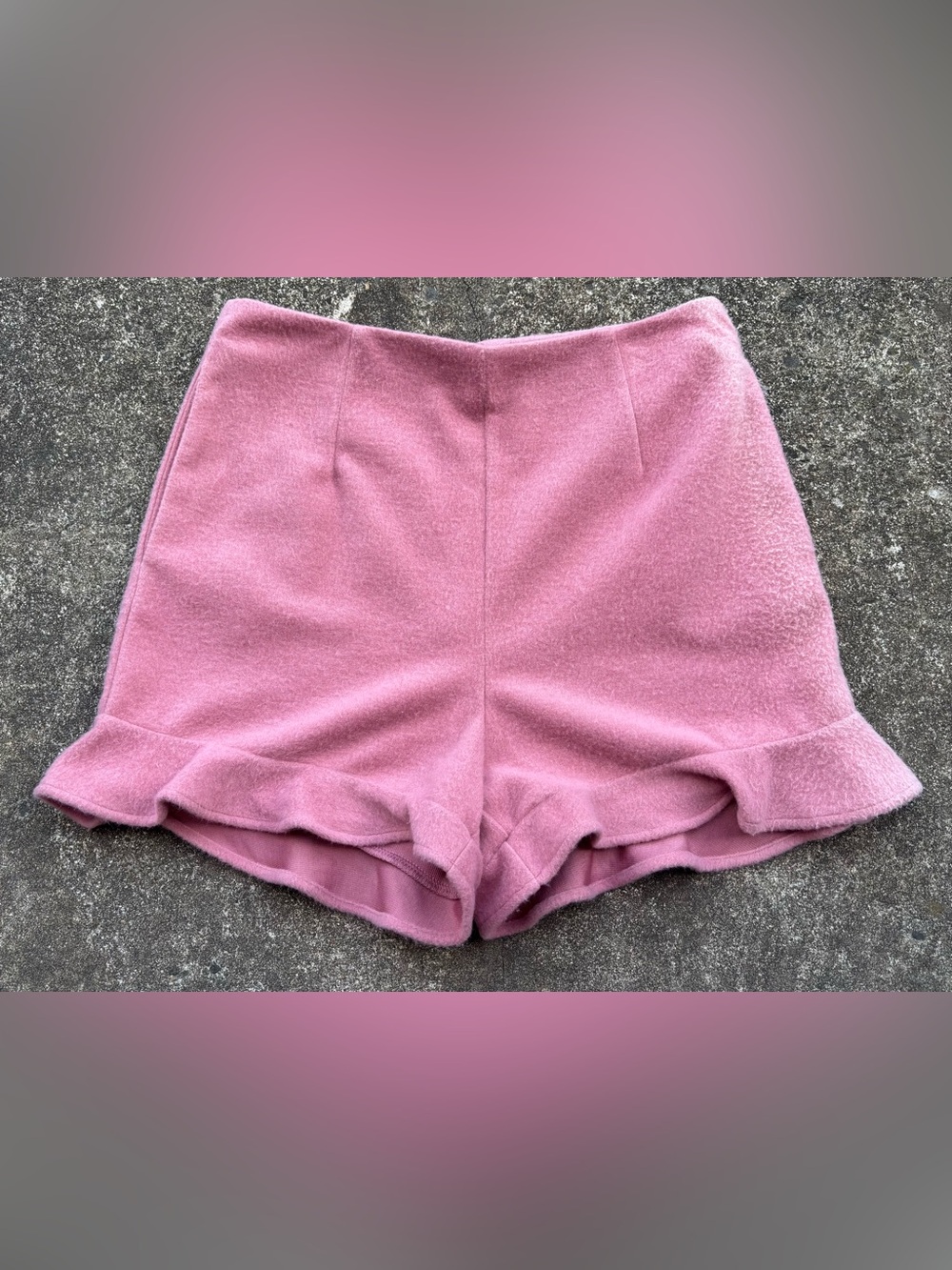 Very J Blush Pink High-Waist Ruffle Hem Shorts